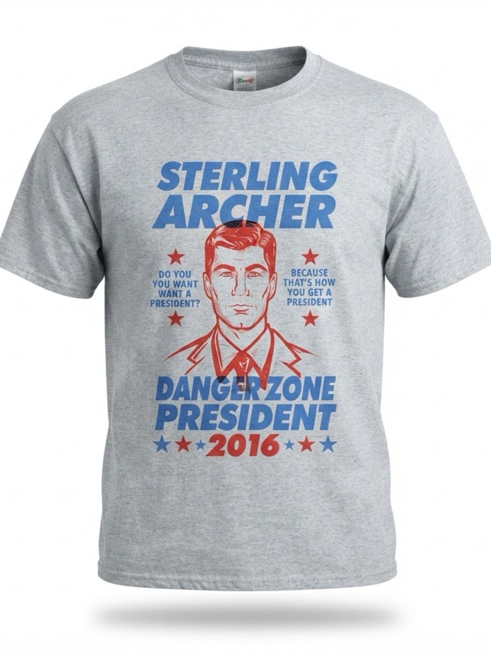 Sterling Archer Danger Zone President 2016 Graphic T-Shirt - Gray